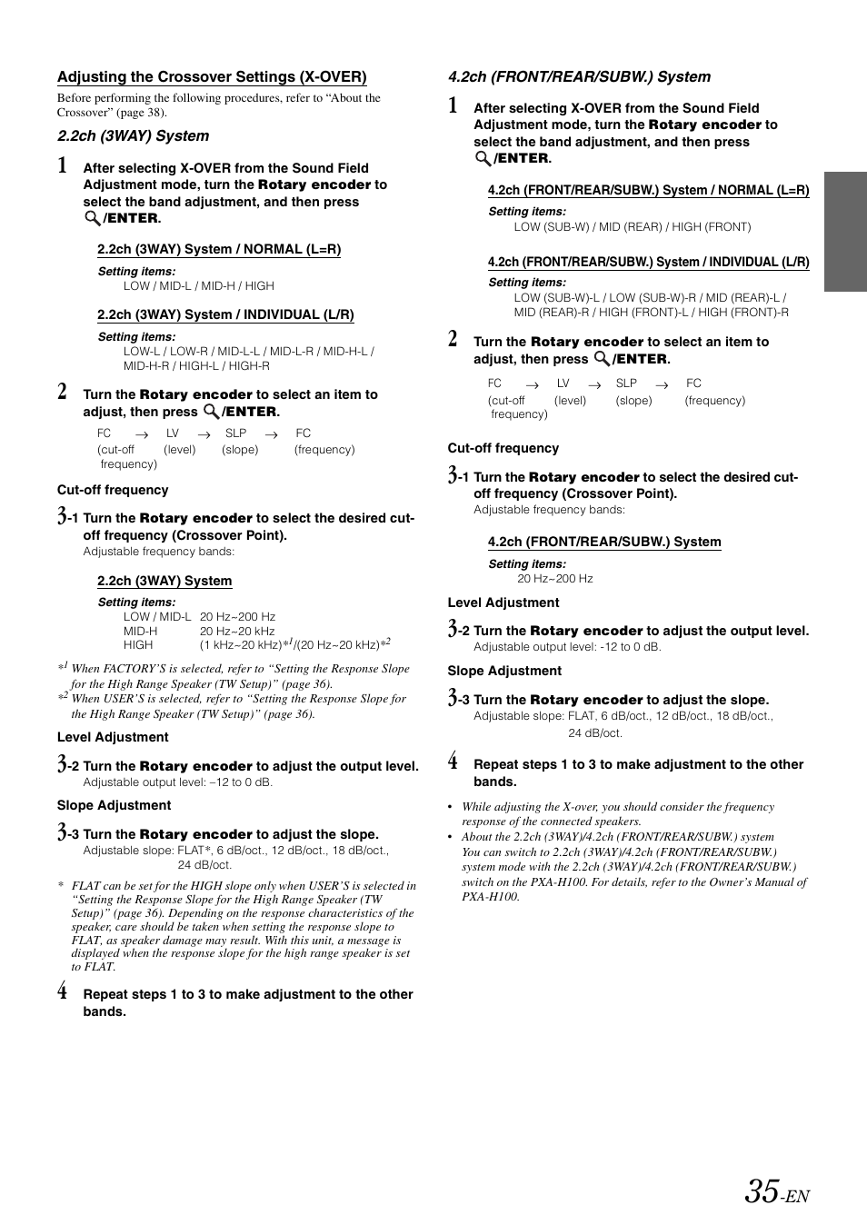 Adjusting the crossover settings (x-over), Adjusting the crossover settings, X-over) | Alpine CDA-118M User Manual | Page 37 / 51