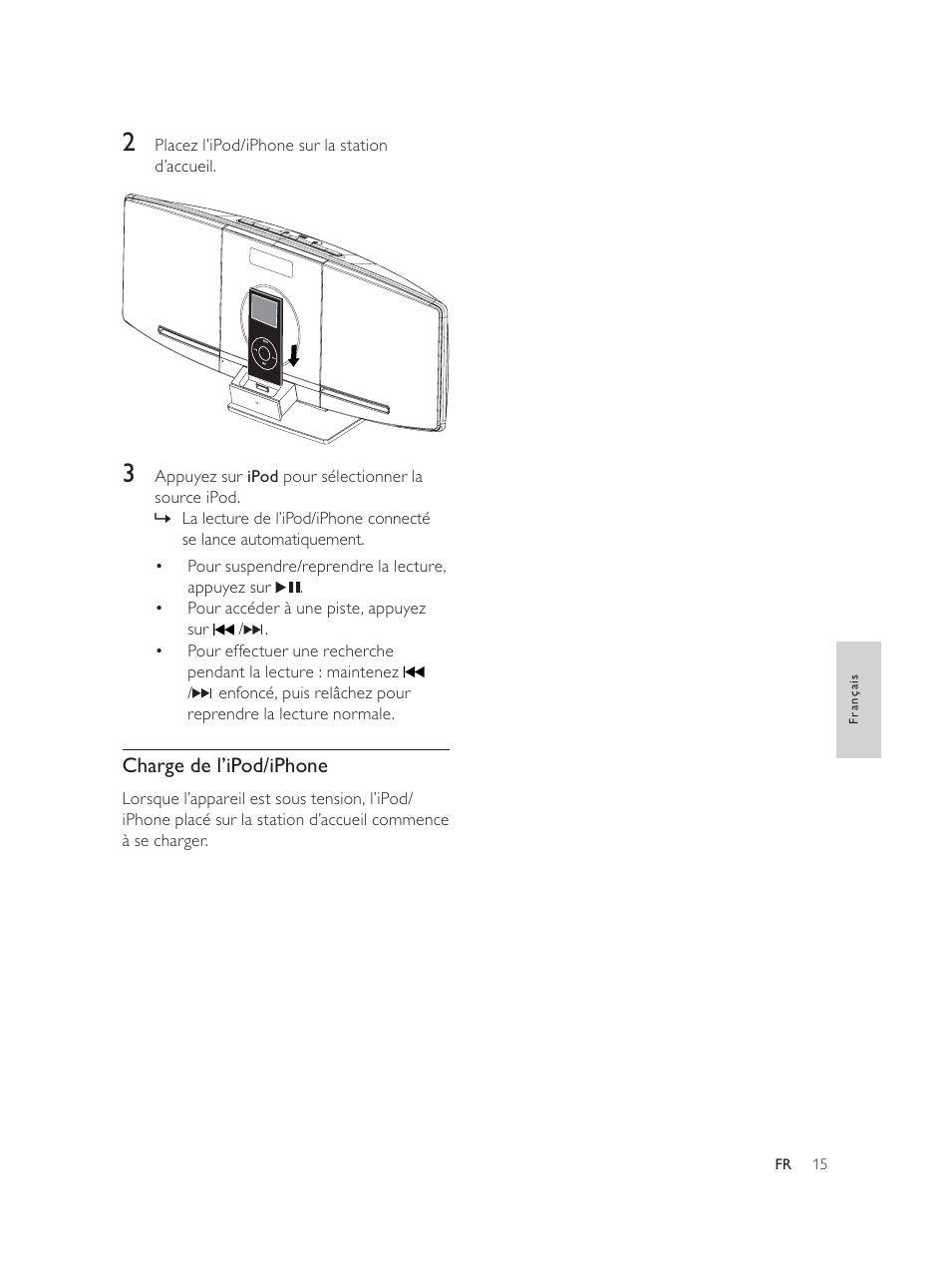 Charge de l’ipod/iphone | Philips Élégante microchaîne User Manual | Page 103 / 180