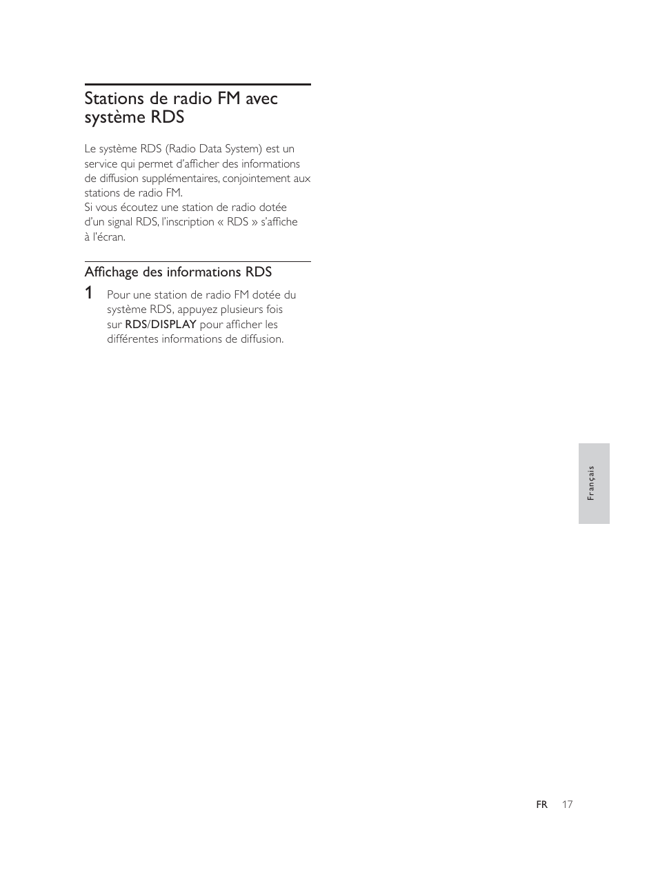 Stations de radio fm avec système rds | Philips Élégante microchaîne User Manual | Page 105 / 180