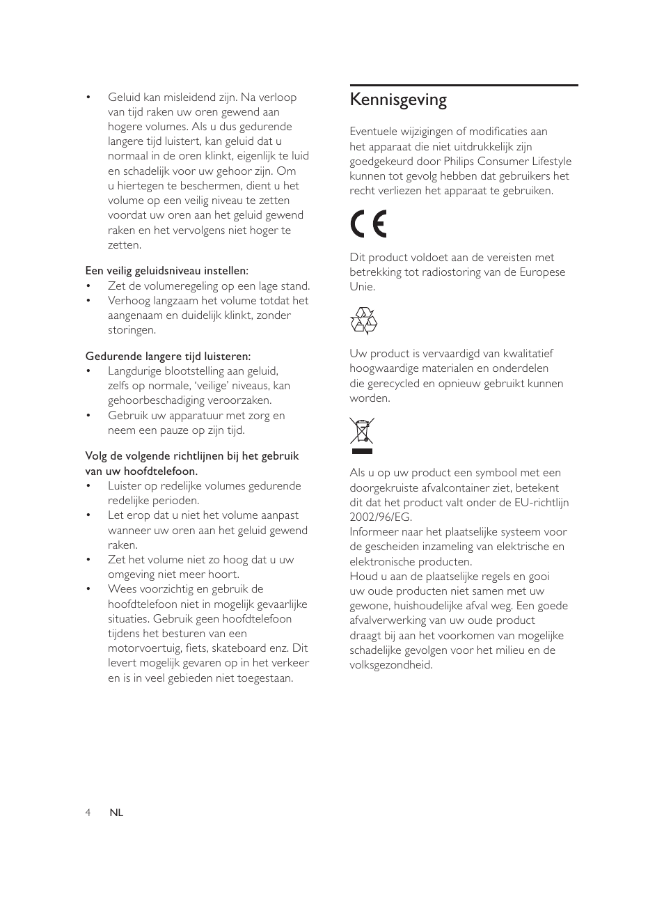 Kennisgeving | Philips Élégante microchaîne User Manual | Page 139 / 180