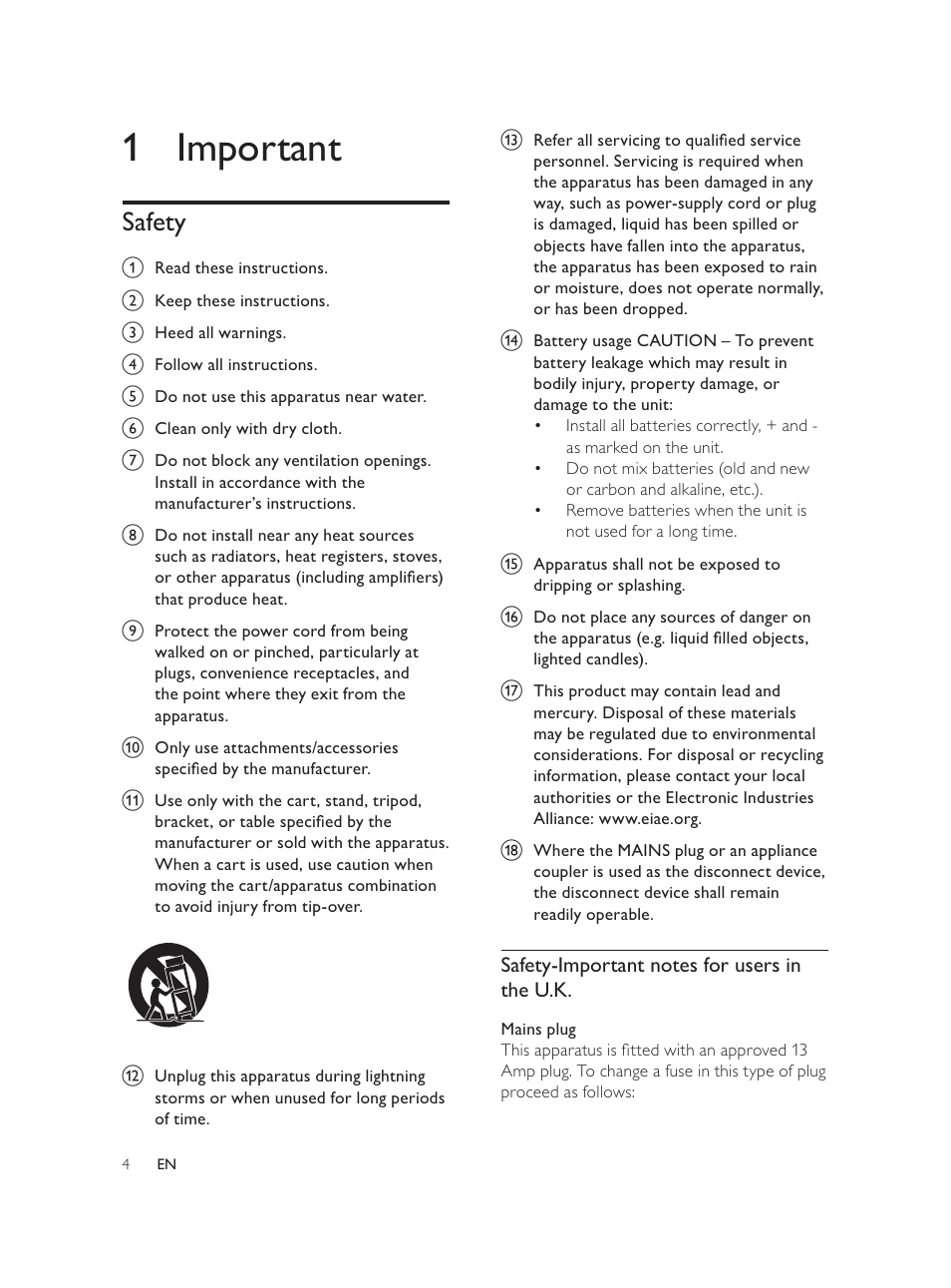 1 important, Safety | Philips Élégante microchaîne User Manual | Page 3 / 180