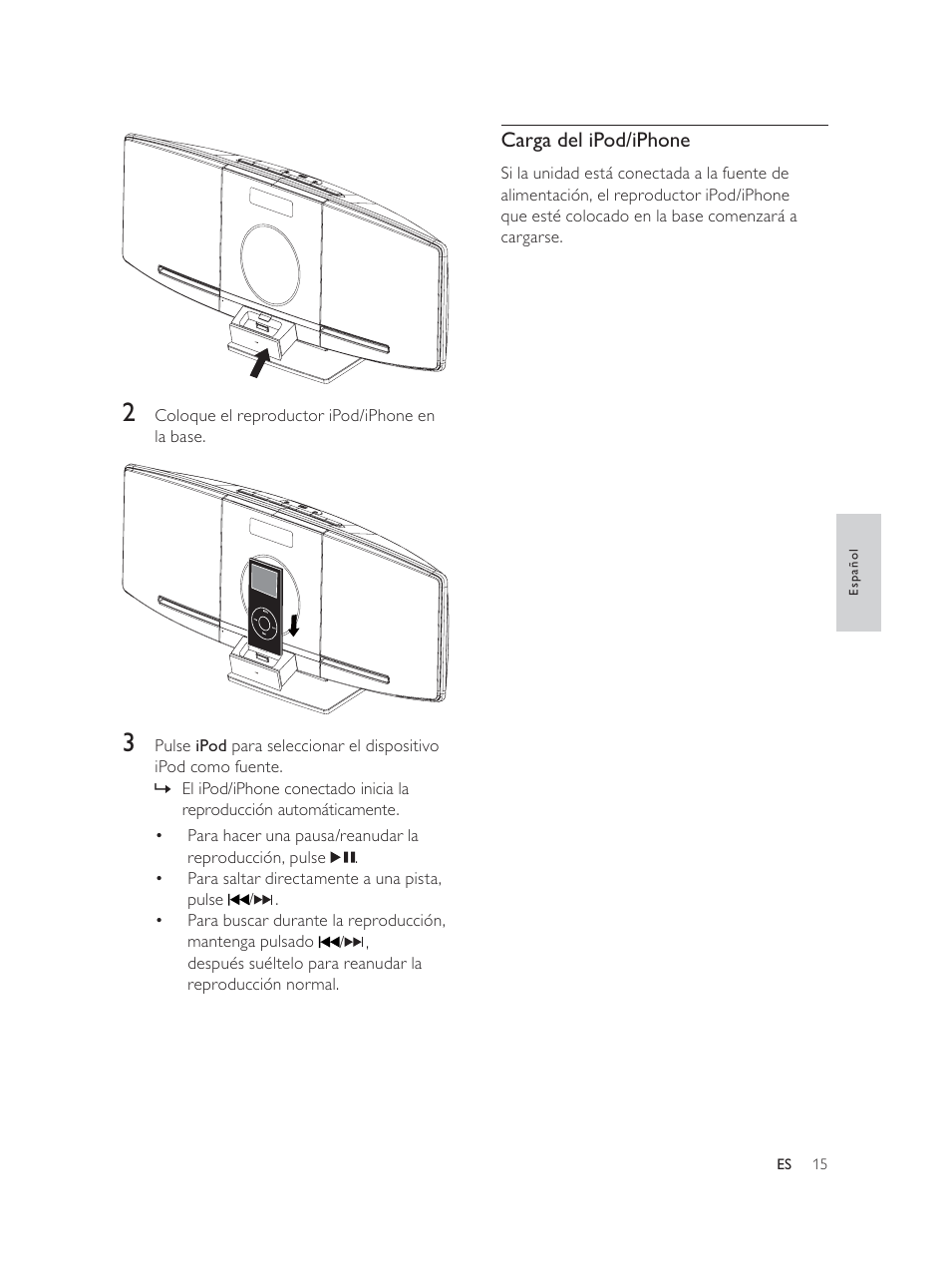 Carga del ipod/iphone | Philips Élégante microchaîne User Manual | Page 80 / 180