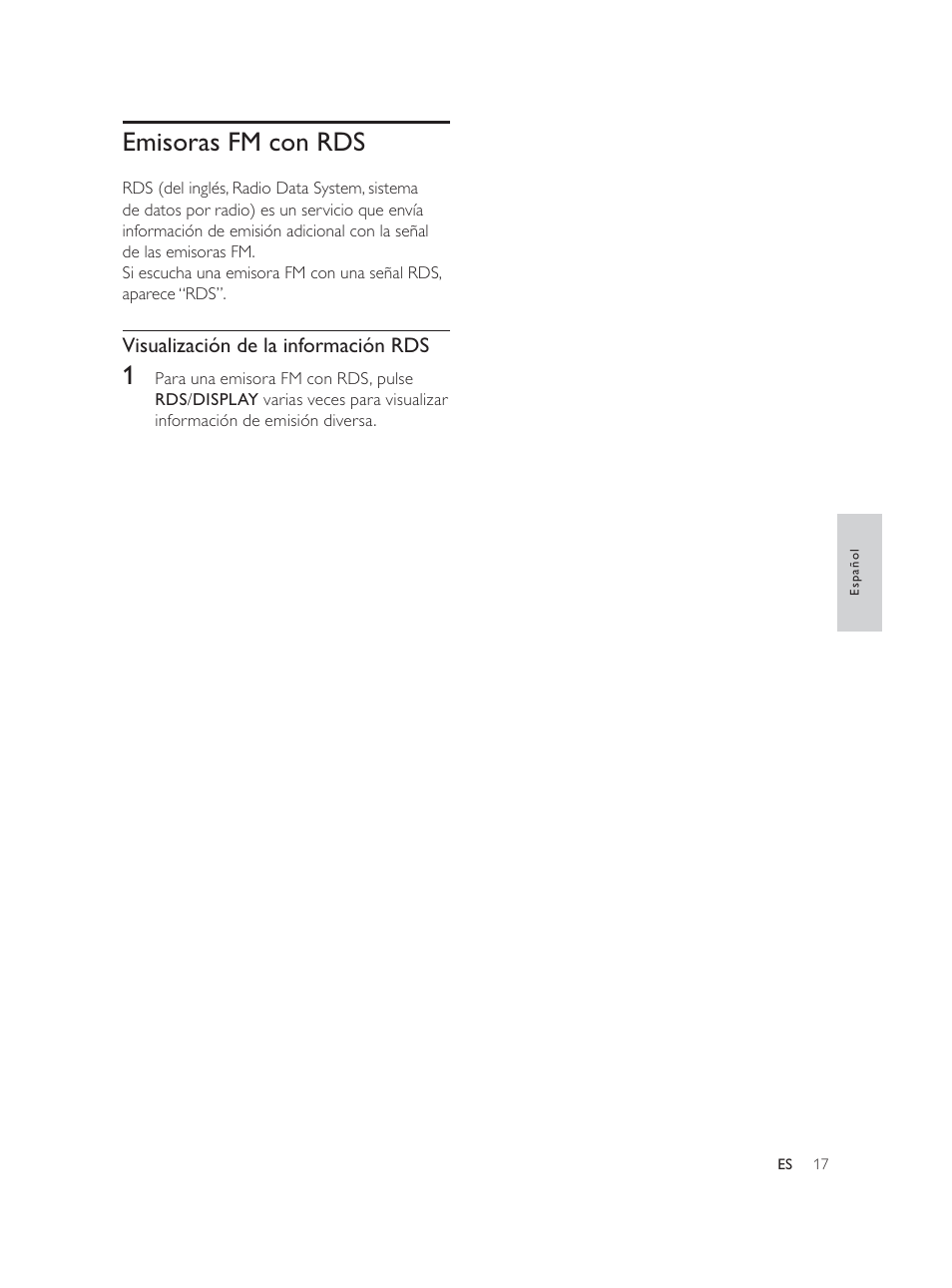 Emisoras fm con rds | Philips Élégante microchaîne User Manual | Page 82 / 180