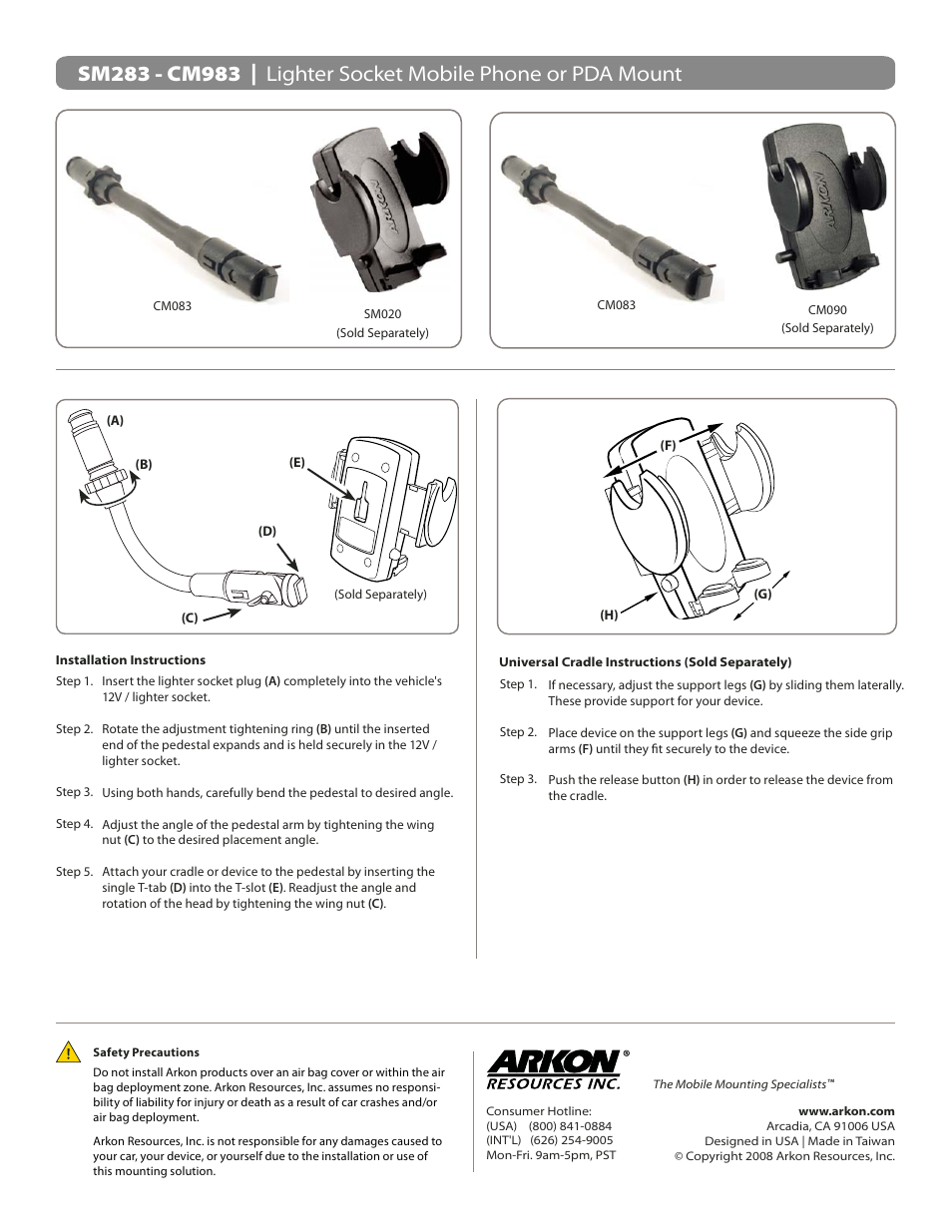 Arkon CM983 User Manual | 1 page