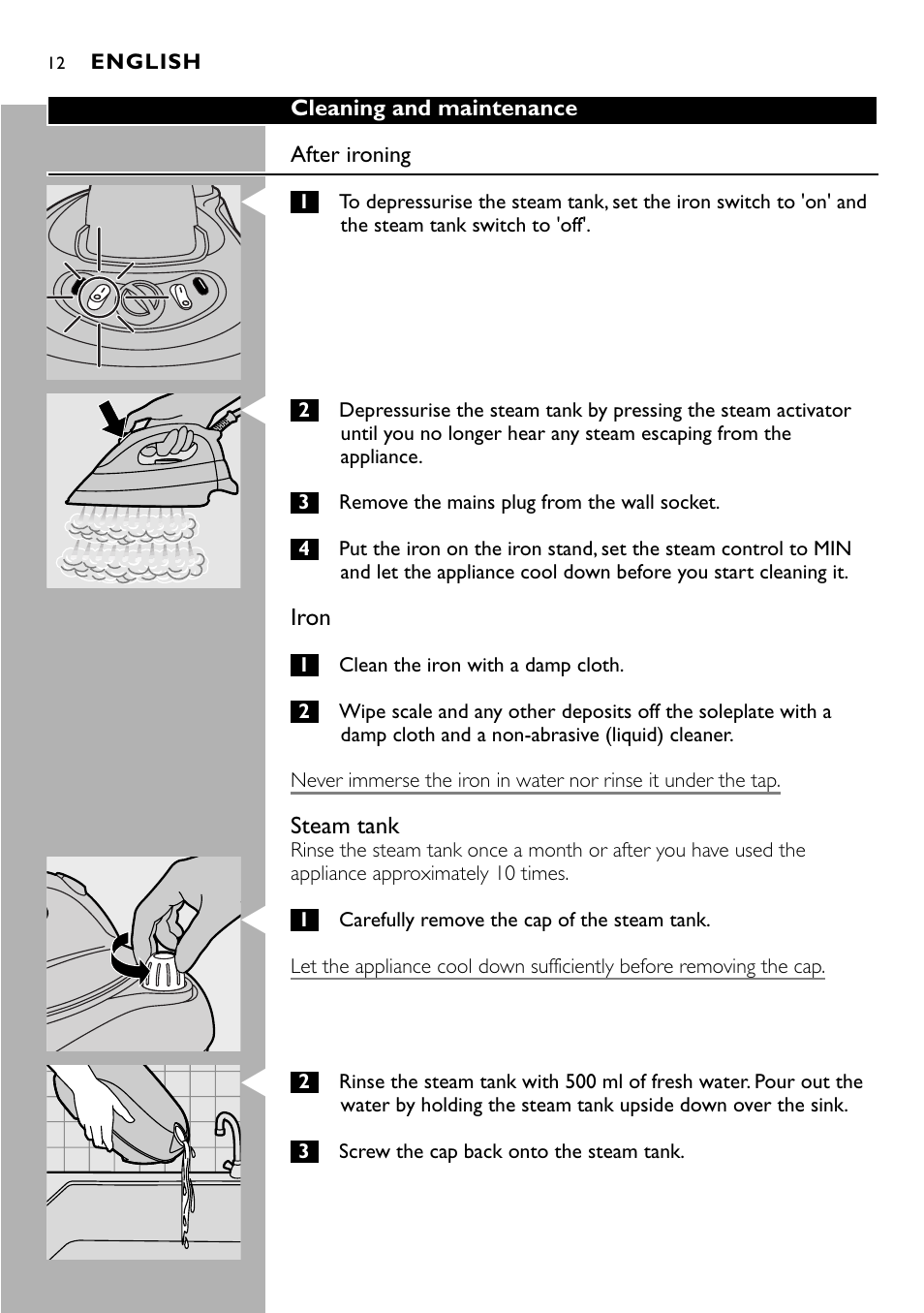 Philips Centrale vapeur sous pression User Manual | Page 12 / 130