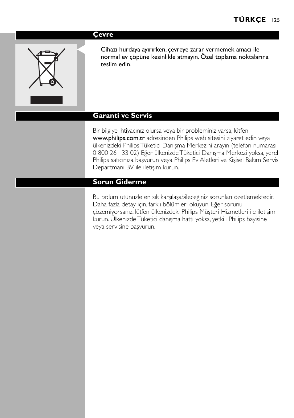 Philips Centrale vapeur sous pression User Manual | Page 125 / 130