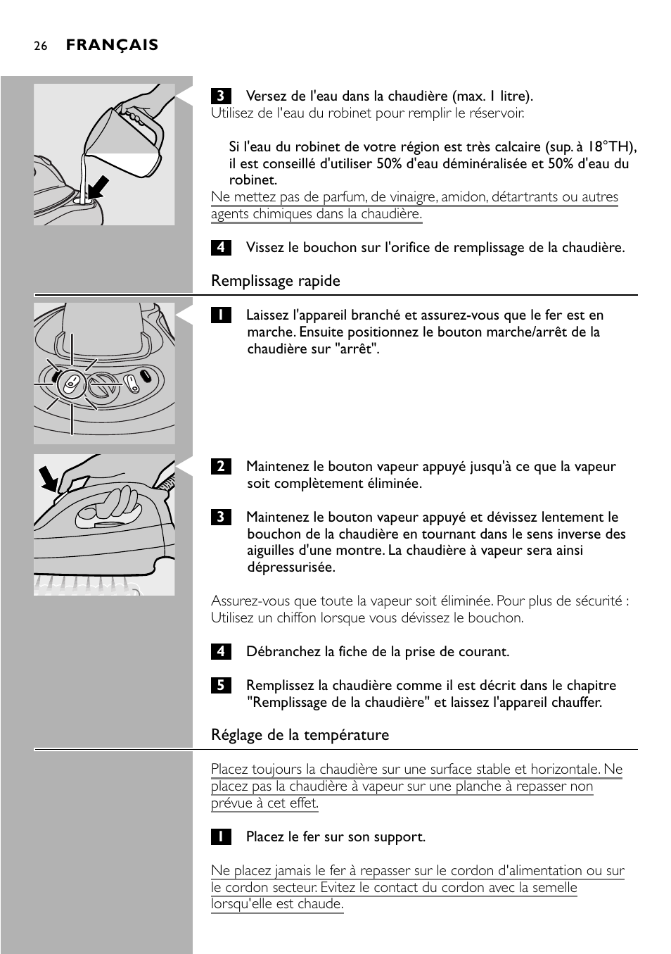Philips Centrale vapeur sous pression User Manual | Page 26 / 130