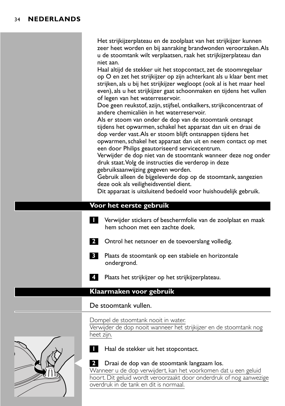 Philips Centrale vapeur sous pression User Manual | Page 34 / 130
