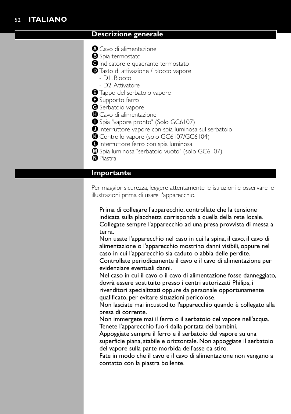 Philips Centrale vapeur sous pression User Manual | Page 52 / 130