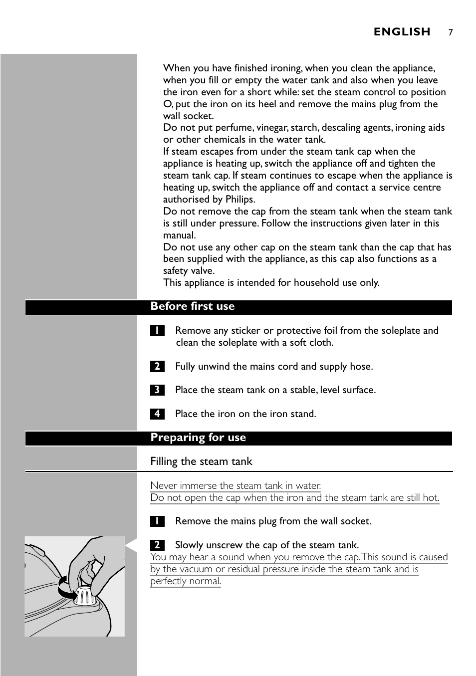 Philips Centrale vapeur sous pression User Manual | Page 7 / 130