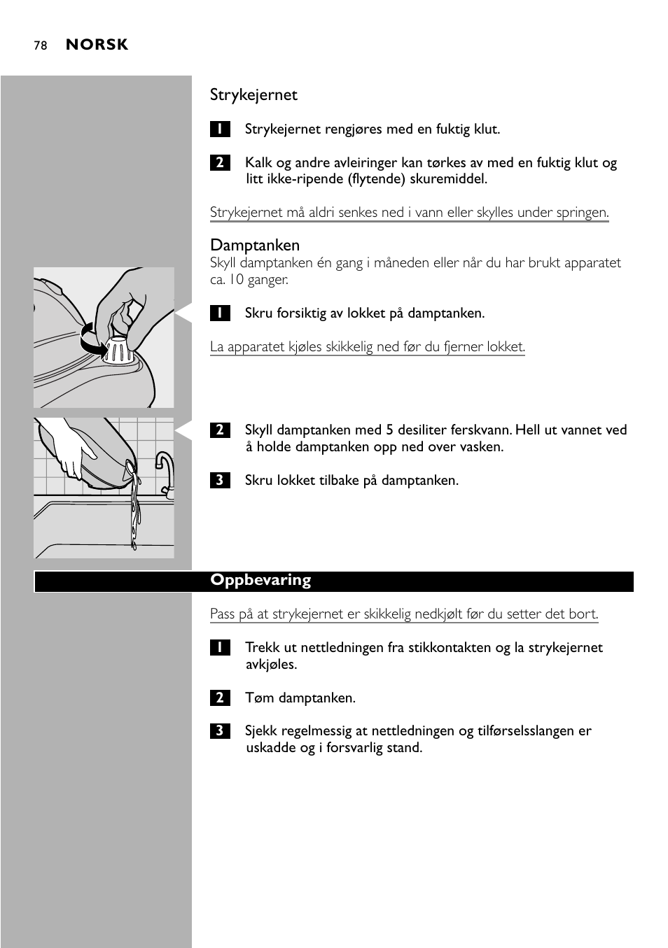 Philips Centrale vapeur sous pression User Manual | Page 78 / 130
