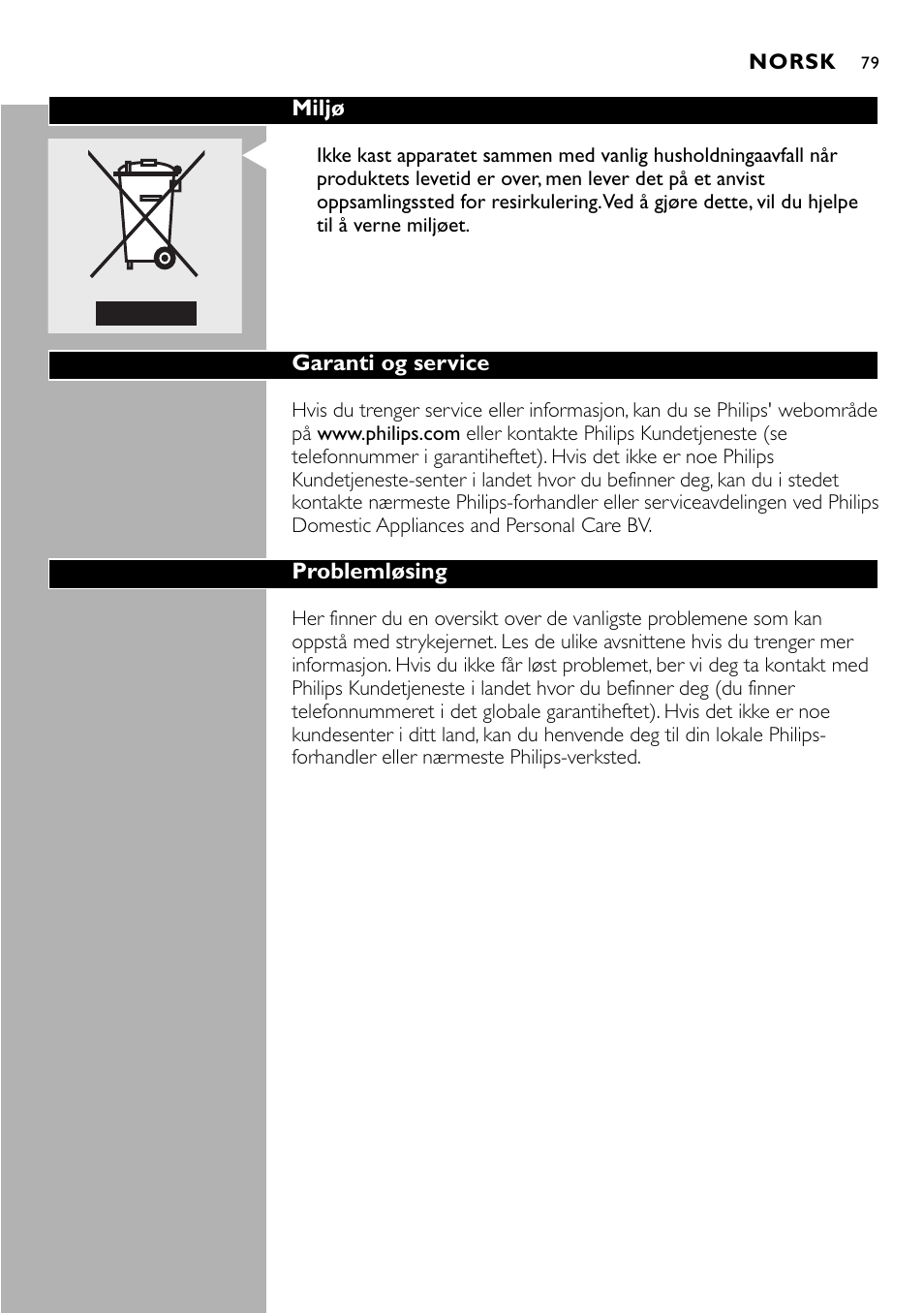 Philips Centrale vapeur sous pression User Manual | Page 79 / 130