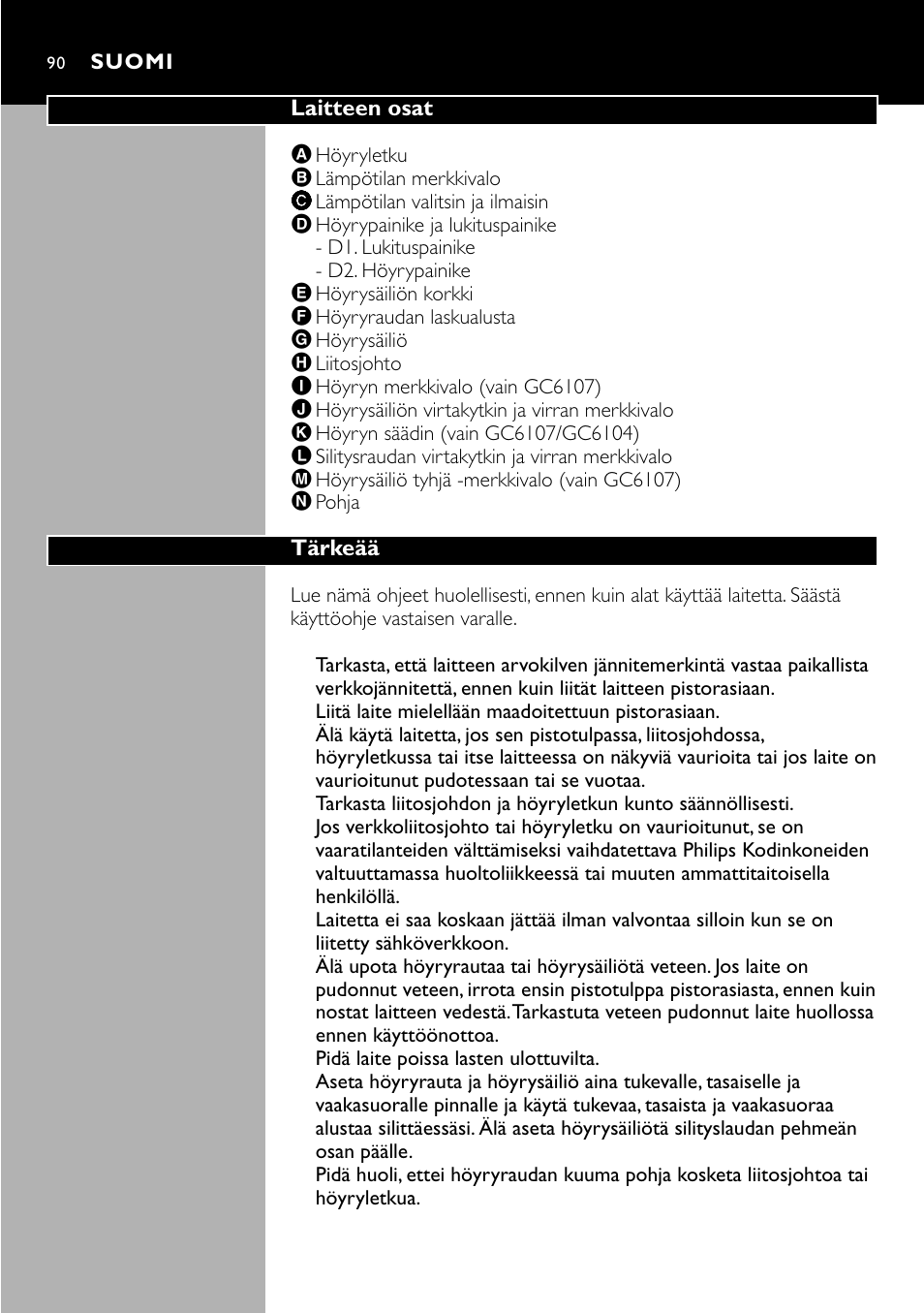 Philips Centrale vapeur sous pression User Manual | Page 90 / 130