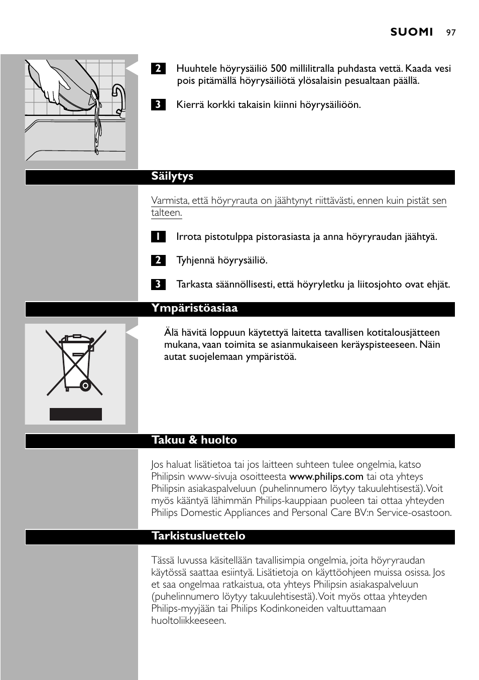 Philips Centrale vapeur sous pression User Manual | Page 97 / 130
