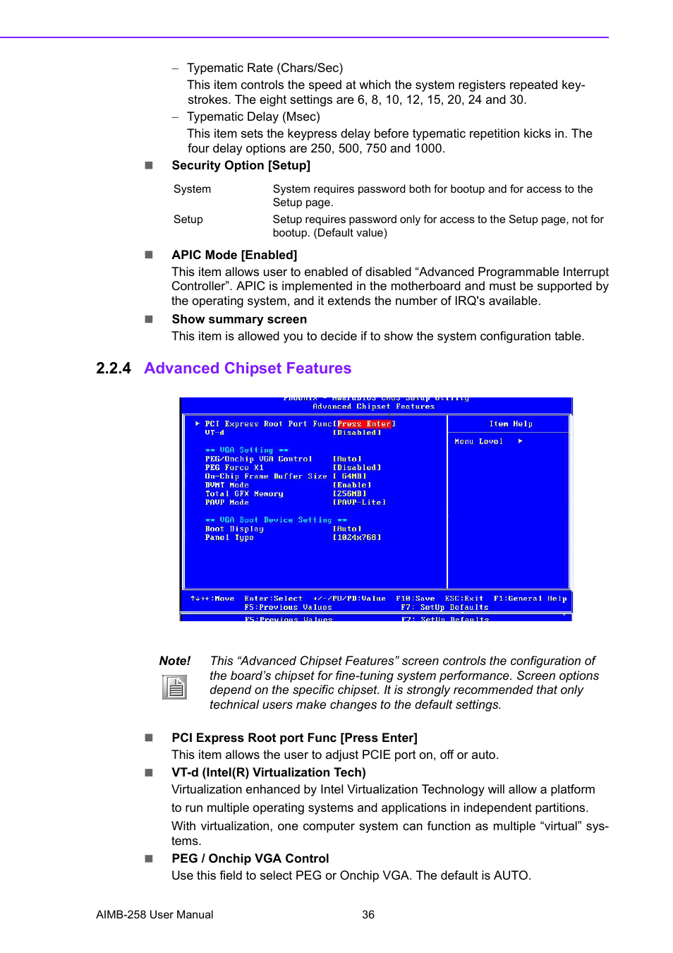 4 advanced chipset features, Advanced chipset features | Advantech AIMB-258 User Manual | Page 44 / 84