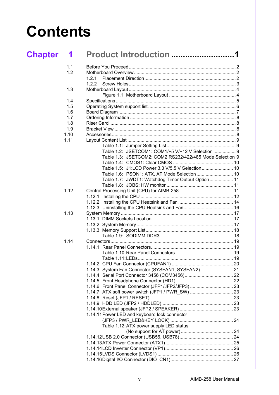 Advantech AIMB-258 User Manual | Page 5 / 84
