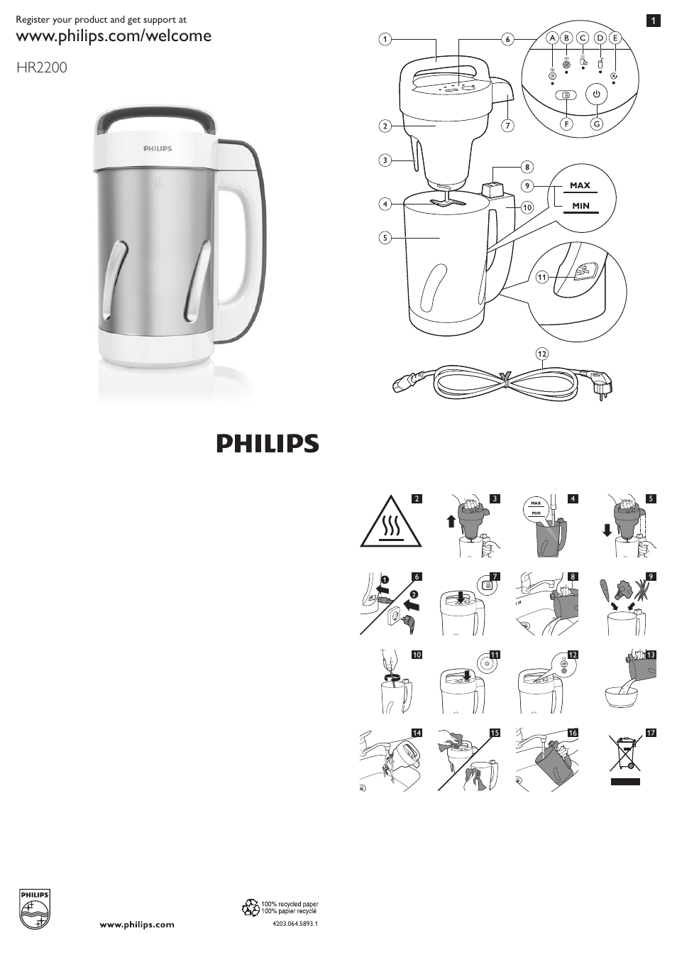 Philips Viva Collection SoupMaker User Manual | 10 pages