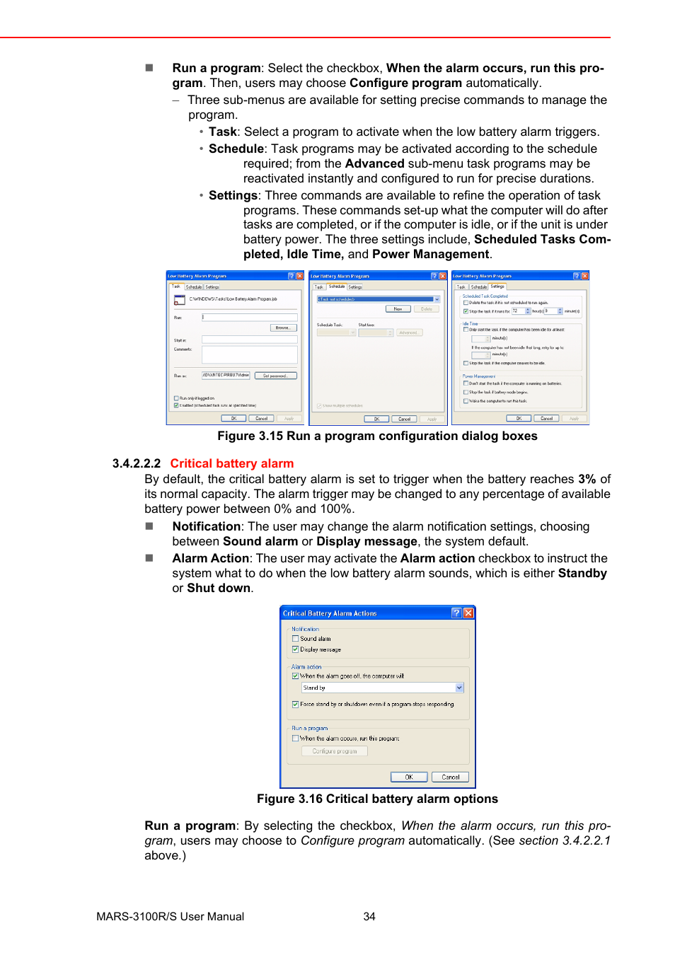 Figure 3.16 critical battery alarm options | Advantech MARS-3100R/S User Manual | Page 48 / 98