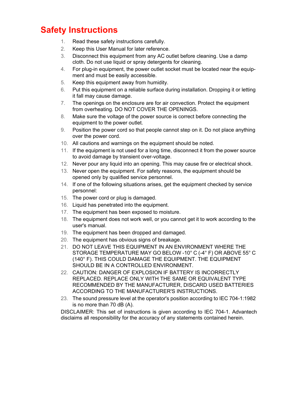 Safety instructions | Advantech MARS-3100R/S User Manual | Page 8 / 98