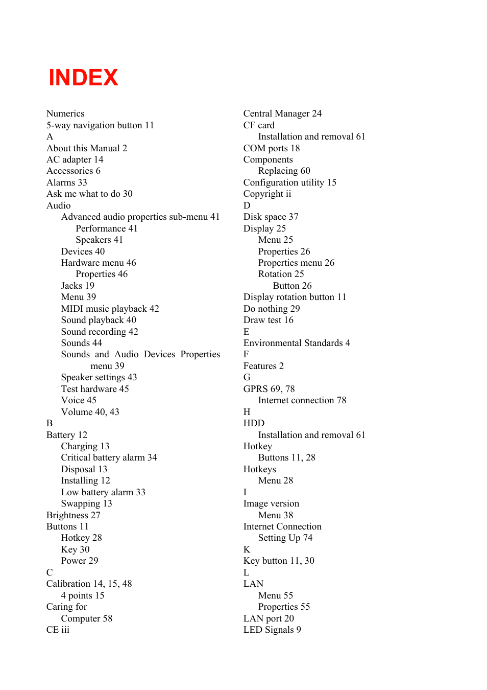 Index | Advantech MARS-3100R/S User Manual | Page 95 / 98