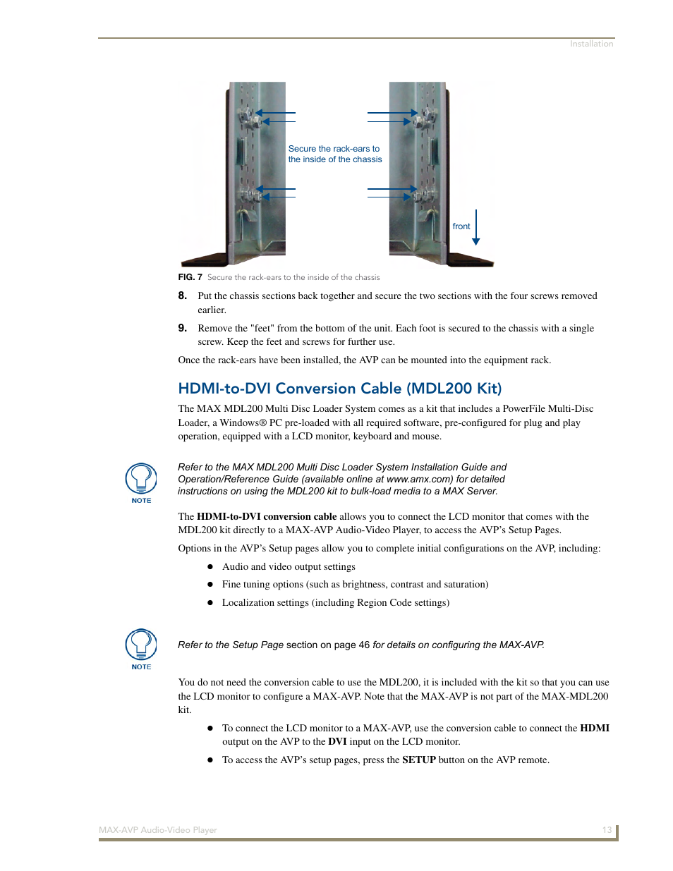 Hdmi-to-dvi conversion cable (mdl200 kit) | AMX MAX-AVP User Manual | Page 19 / 60