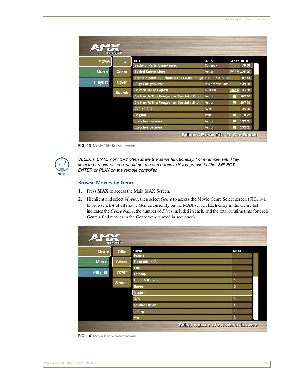 Browse movies by genre, Fig. 13) | AMX MAX-AVP User Manual | Page 35 / 60