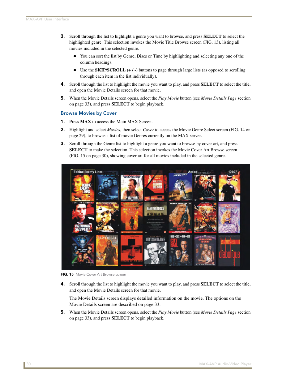 Browse movies by cover | AMX MAX-AVP User Manual | Page 36 / 60