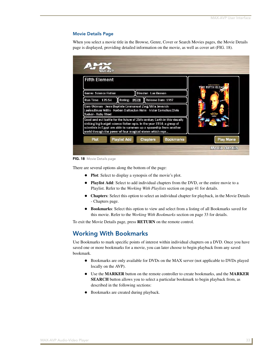 Working with bookmarks | AMX MAX-AVP User Manual | Page 39 / 60