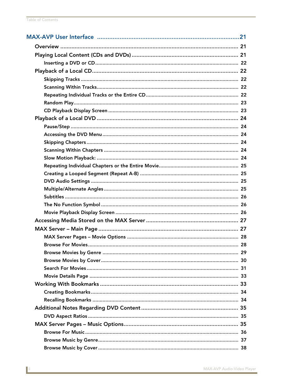 AMX MAX-AVP User Manual | Page 4 / 60