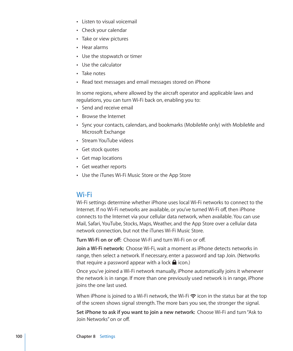 Wi-fi, 100 wi-fi | Apple iPhone/iPhone 3G (User manual) User Manual | Page 100 / 154