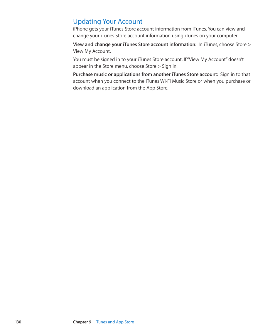 Updating your account, 130 updating your account | Apple iPhone/iPhone 3G (User manual) User Manual | Page 130 / 154