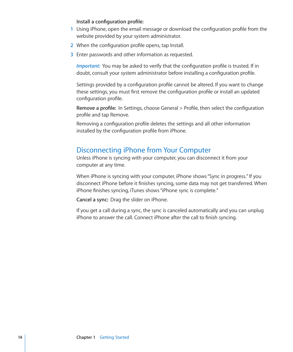 Disconnecting iphone from your computer | Apple iPhone/iPhone 3G (User manual) User Manual | Page 14 / 154