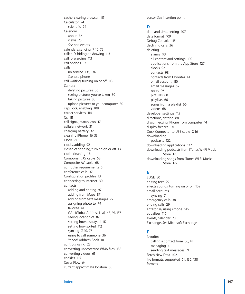 Apple iPhone/iPhone 3G (User manual) User Manual | Page 147 / 154