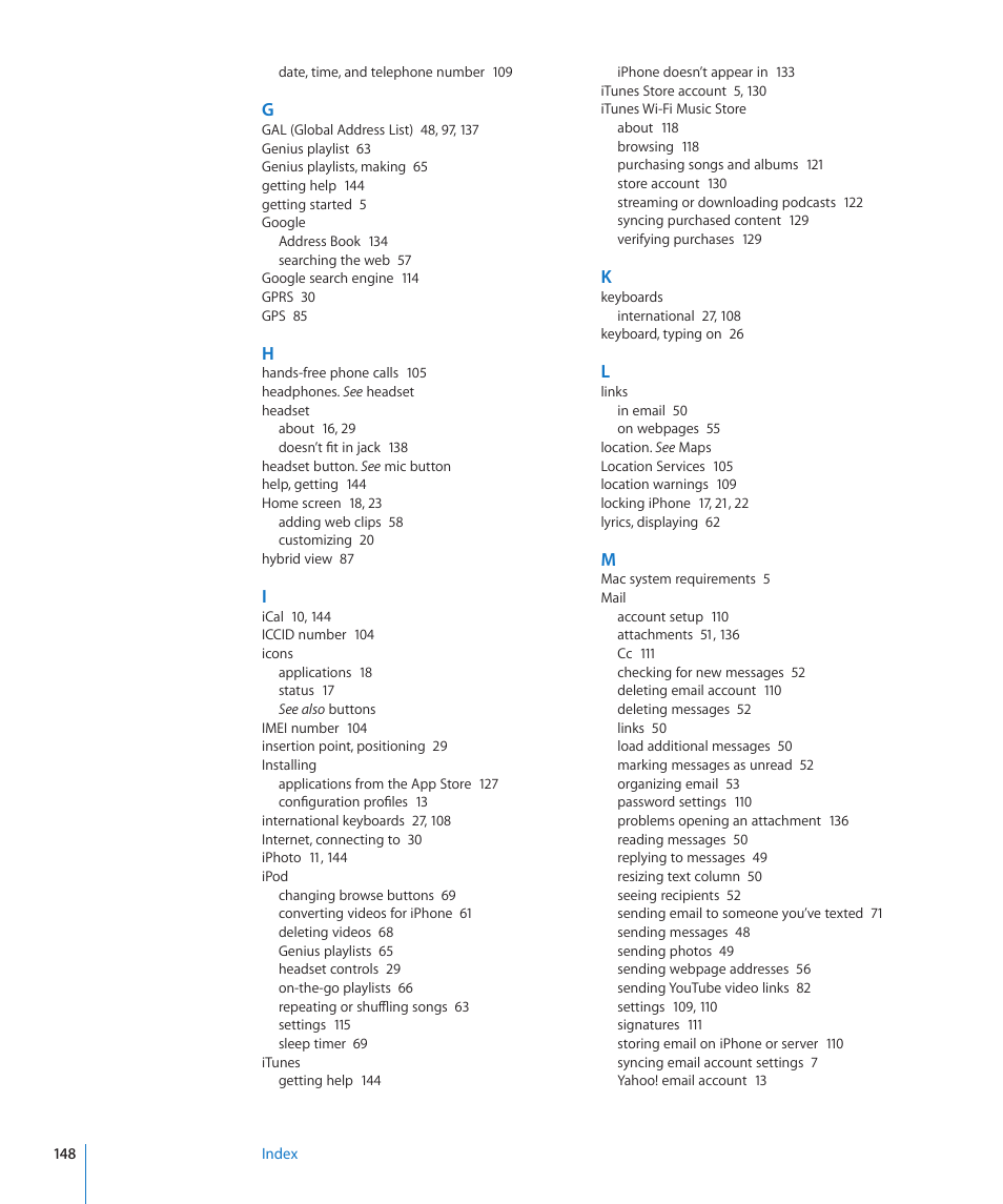 Apple iPhone/iPhone 3G (User manual) User Manual | Page 148 / 154