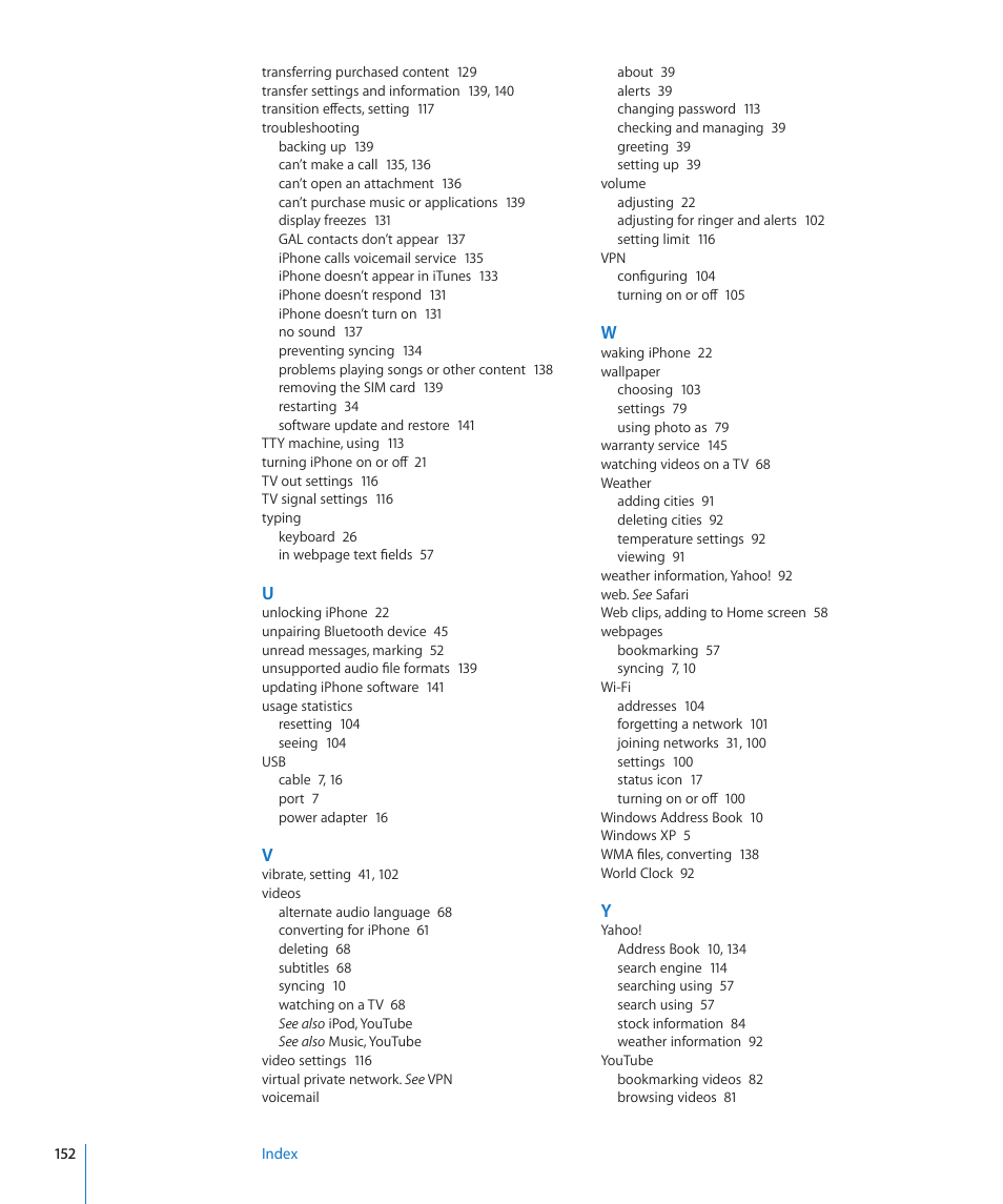 Apple iPhone/iPhone 3G (User manual) User Manual | Page 152 / 154
