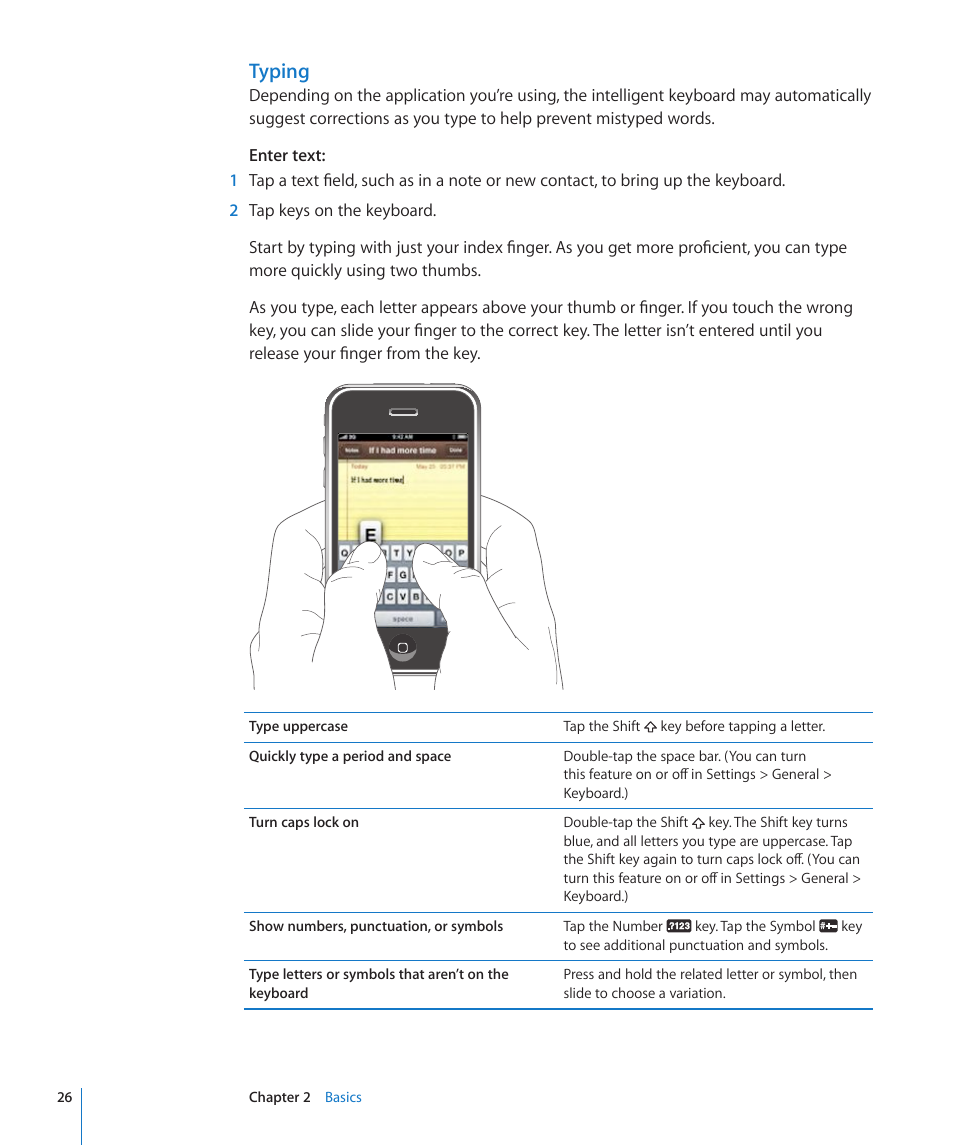 Typing | Apple iPhone/iPhone 3G (User manual) User Manual | Page 26 / 154