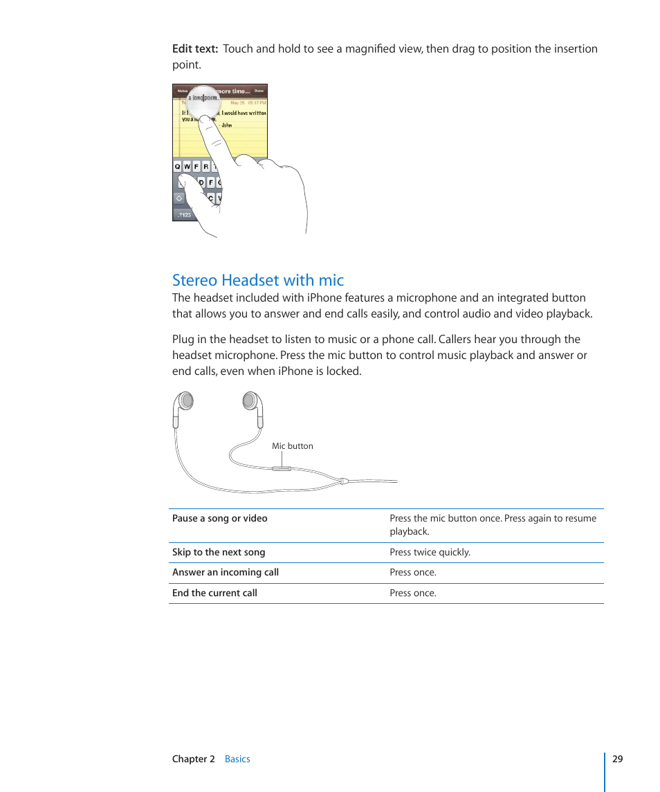Stereo headset with mic | Apple iPhone/iPhone 3G (User manual) User Manual | Page 29 / 154