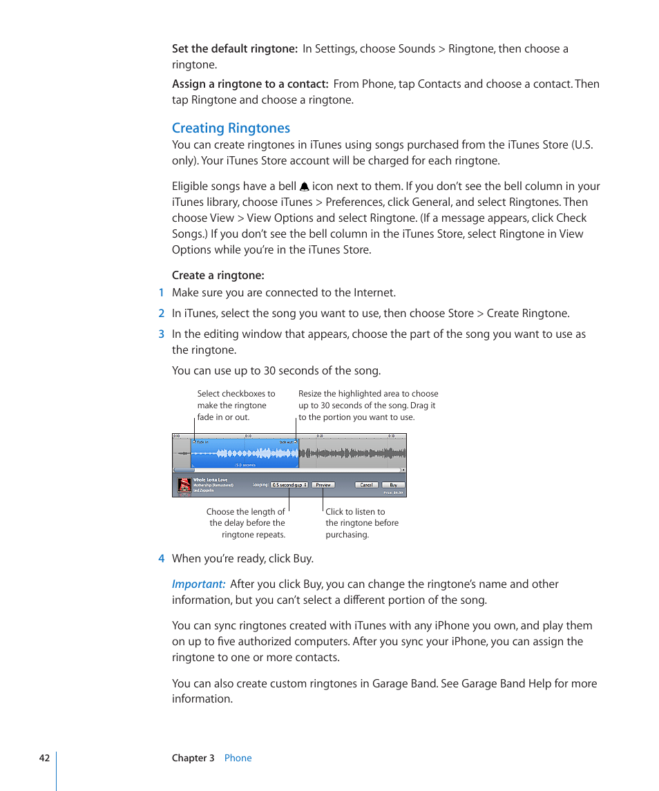 Creating ringtones | Apple iPhone/iPhone 3G (User manual) User Manual | Page 42 / 154