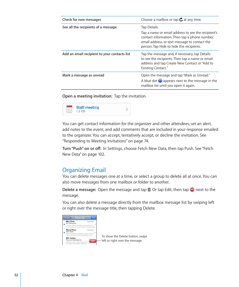 Organizing email | Apple iPhone/iPhone 3G (User manual) User Manual | Page 52 / 154