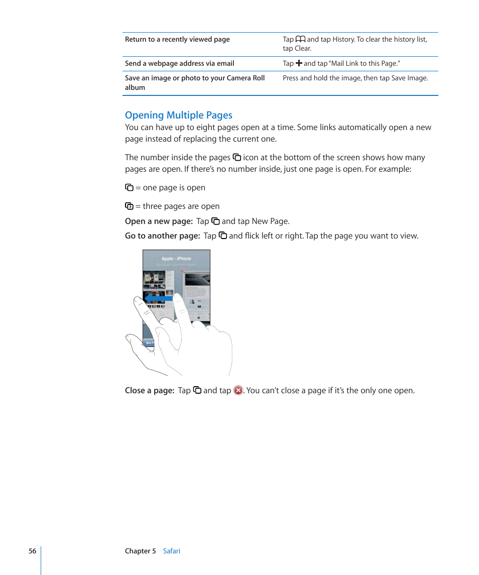 Opening multiple pages | Apple iPhone/iPhone 3G (User manual) User Manual | Page 56 / 154