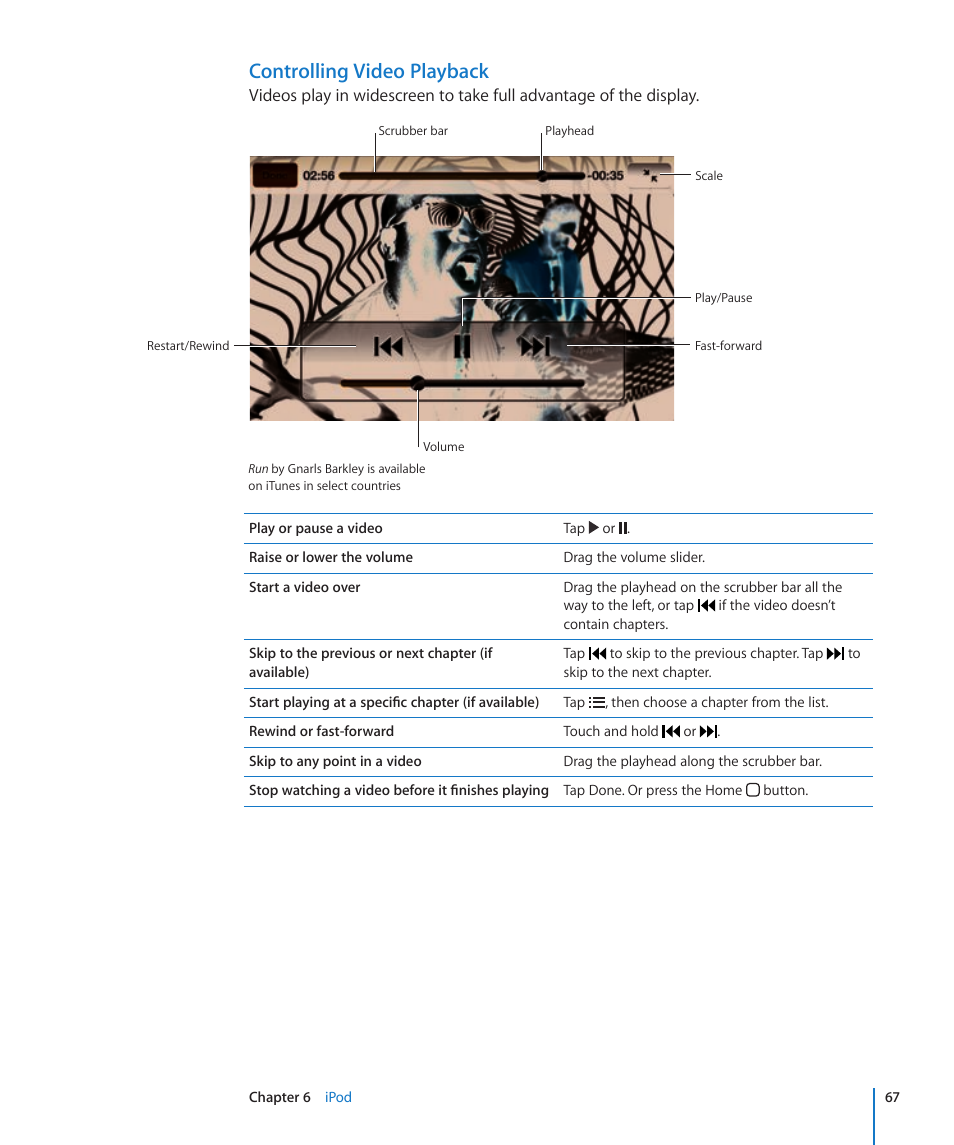 Controlling video playback | Apple iPhone/iPhone 3G (User manual) User Manual | Page 67 / 154