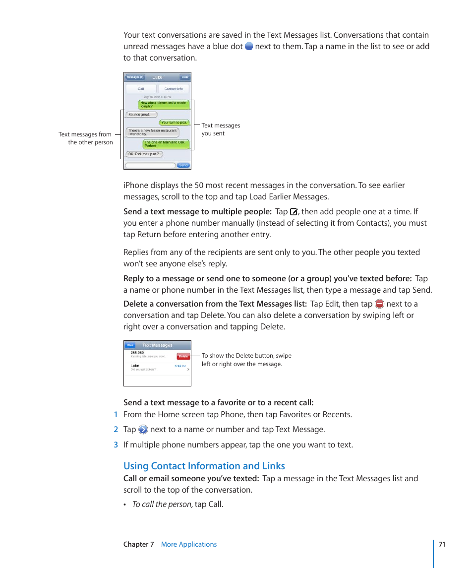Using contact information and links | Apple iPhone/iPhone 3G (User manual) User Manual | Page 71 / 154