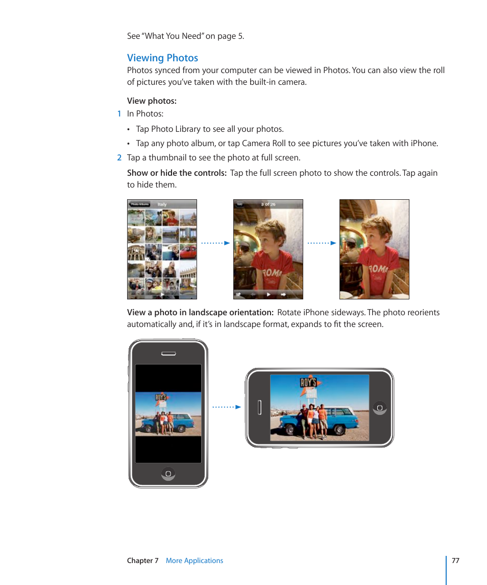 Viewing photos | Apple iPhone/iPhone 3G (User manual) User Manual | Page 77 / 154