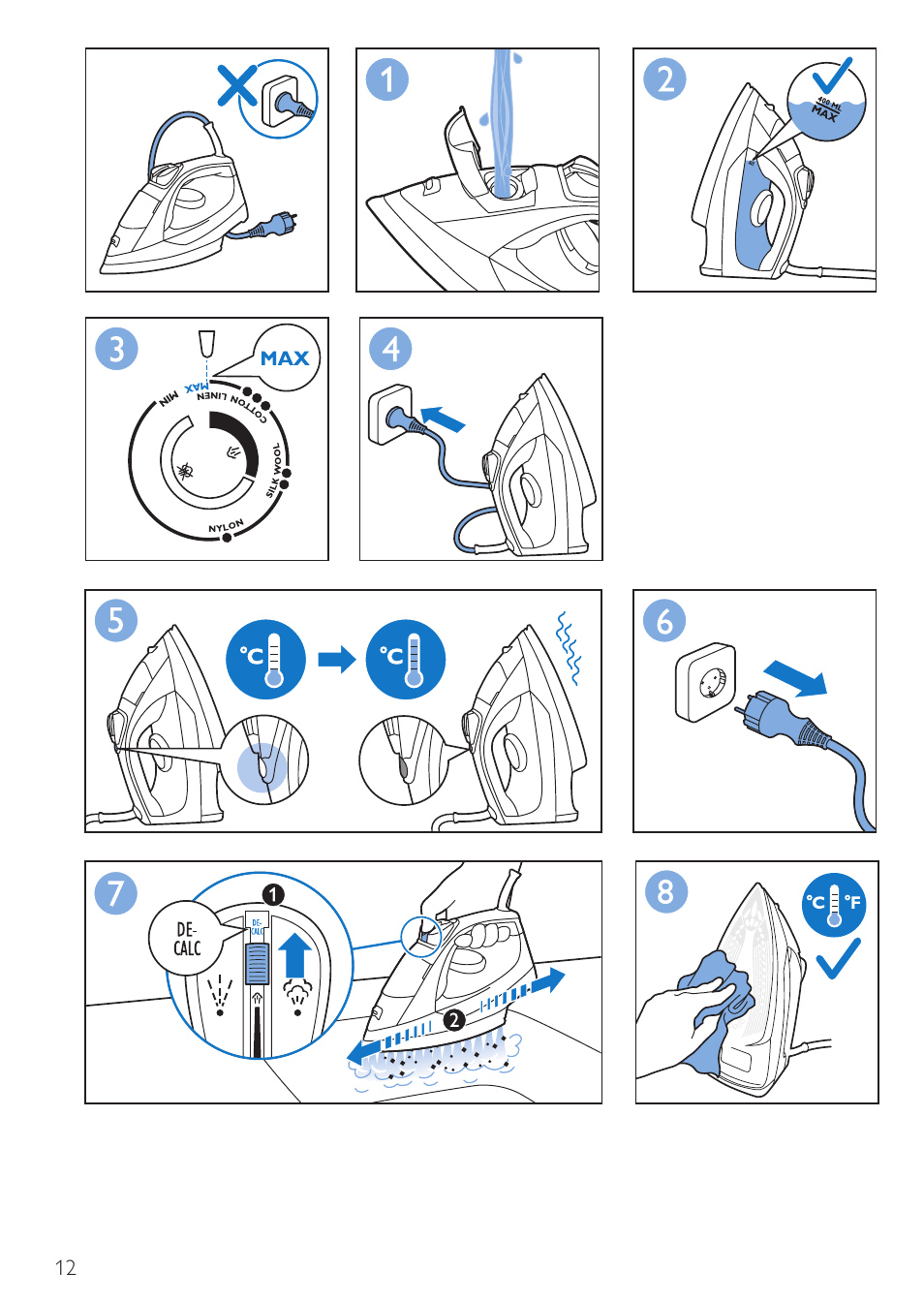 Philips Fer vapeur User Manual | Page 12 / 32