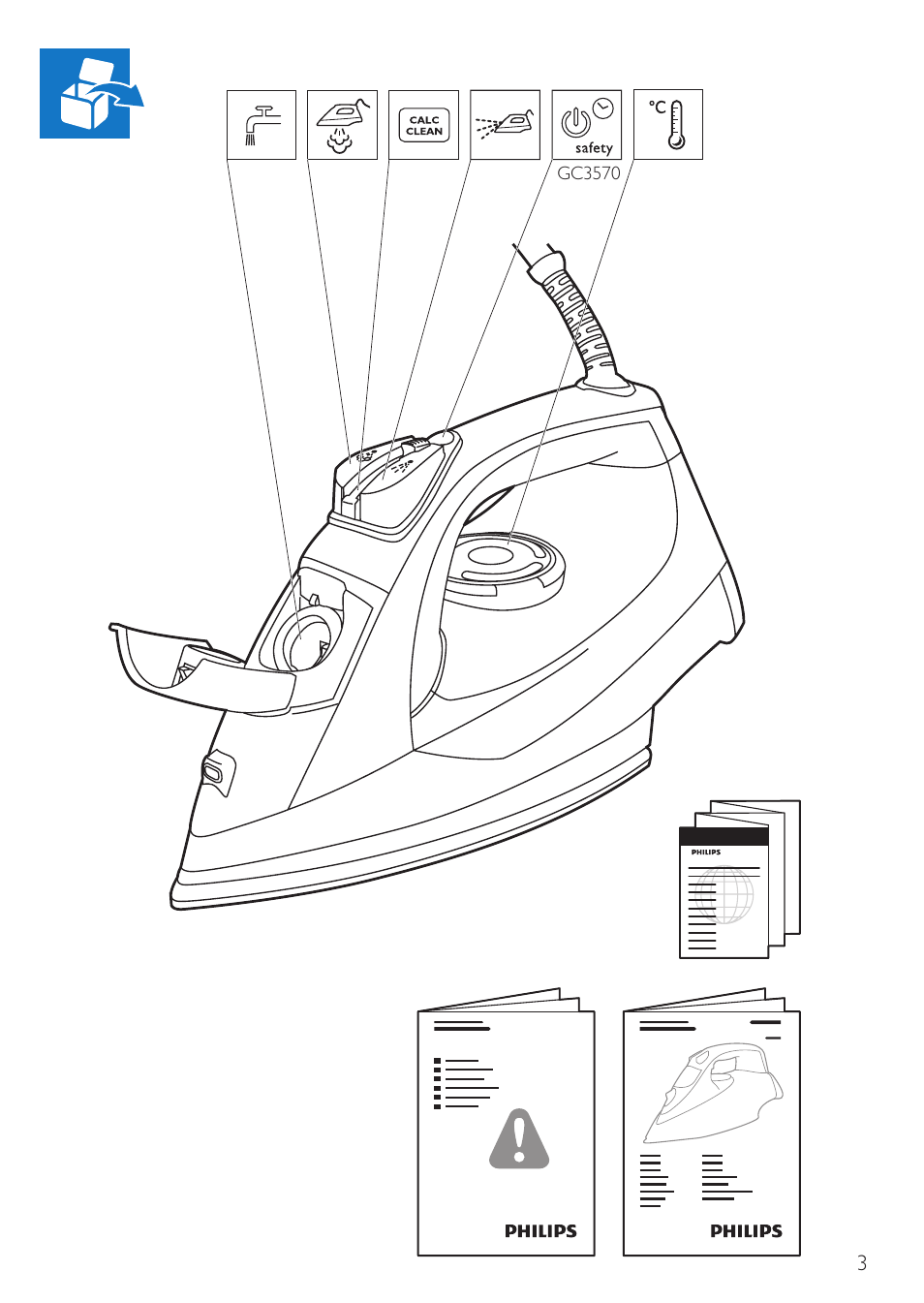 Philips Fer vapeur User Manual | Page 3 / 32