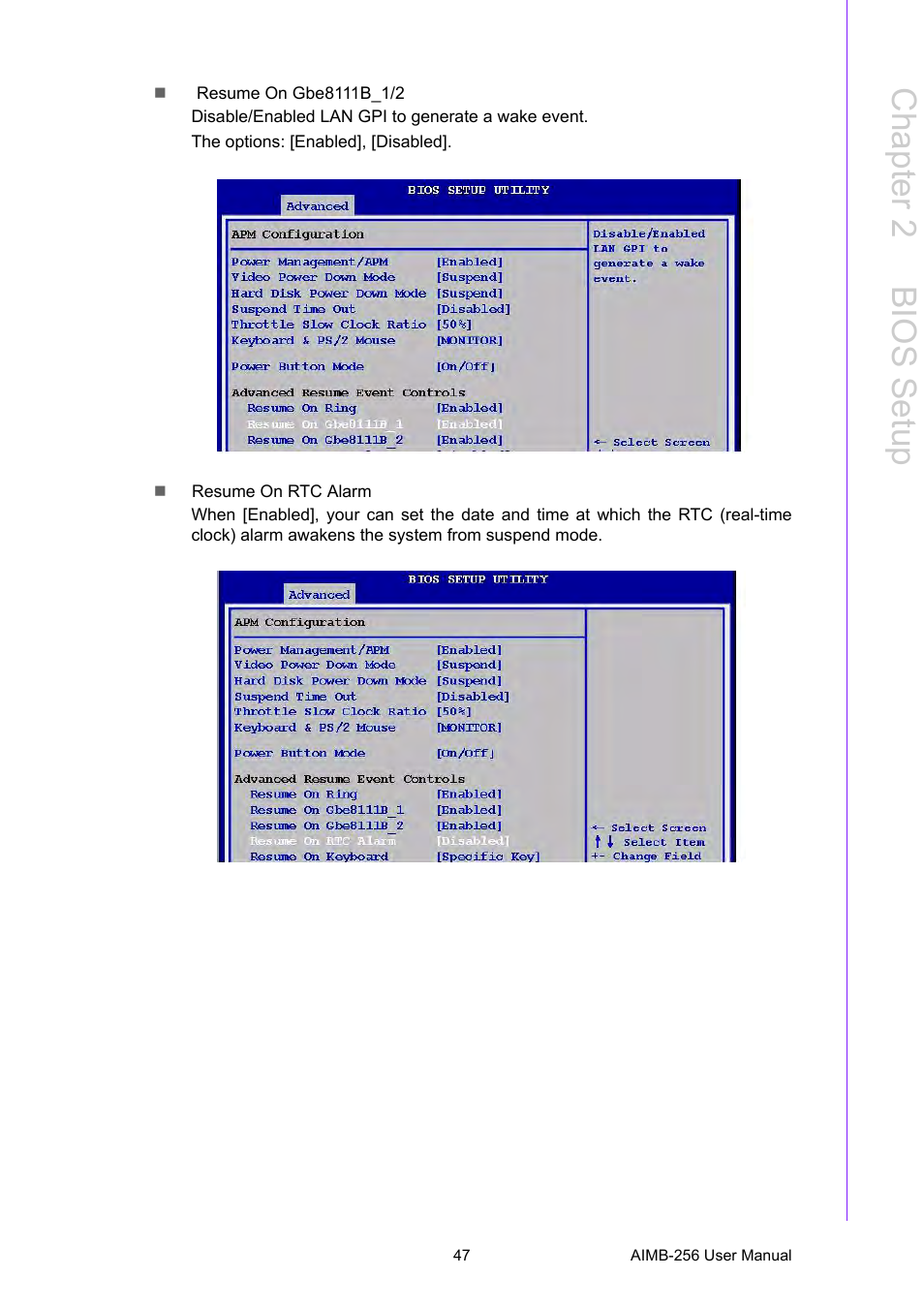 Chapter 2 b ios setup | Advantech AIMB-256 User Manual | Page 53 / 86
