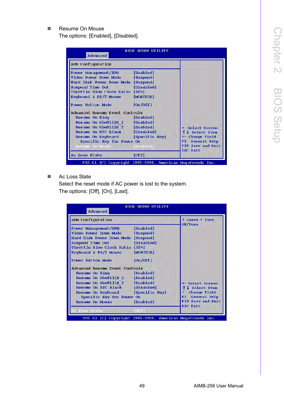 Chapter 2 b ios setup | Advantech AIMB-256 User Manual | Page 55 / 86