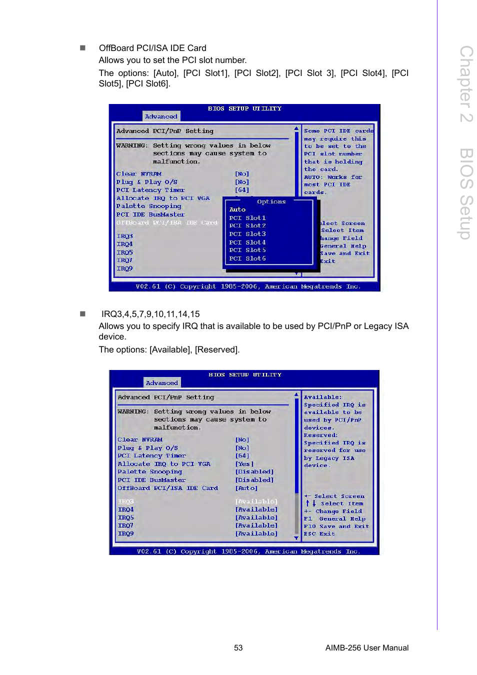 Chapter 2 b ios setup | Advantech AIMB-256 User Manual | Page 59 / 86