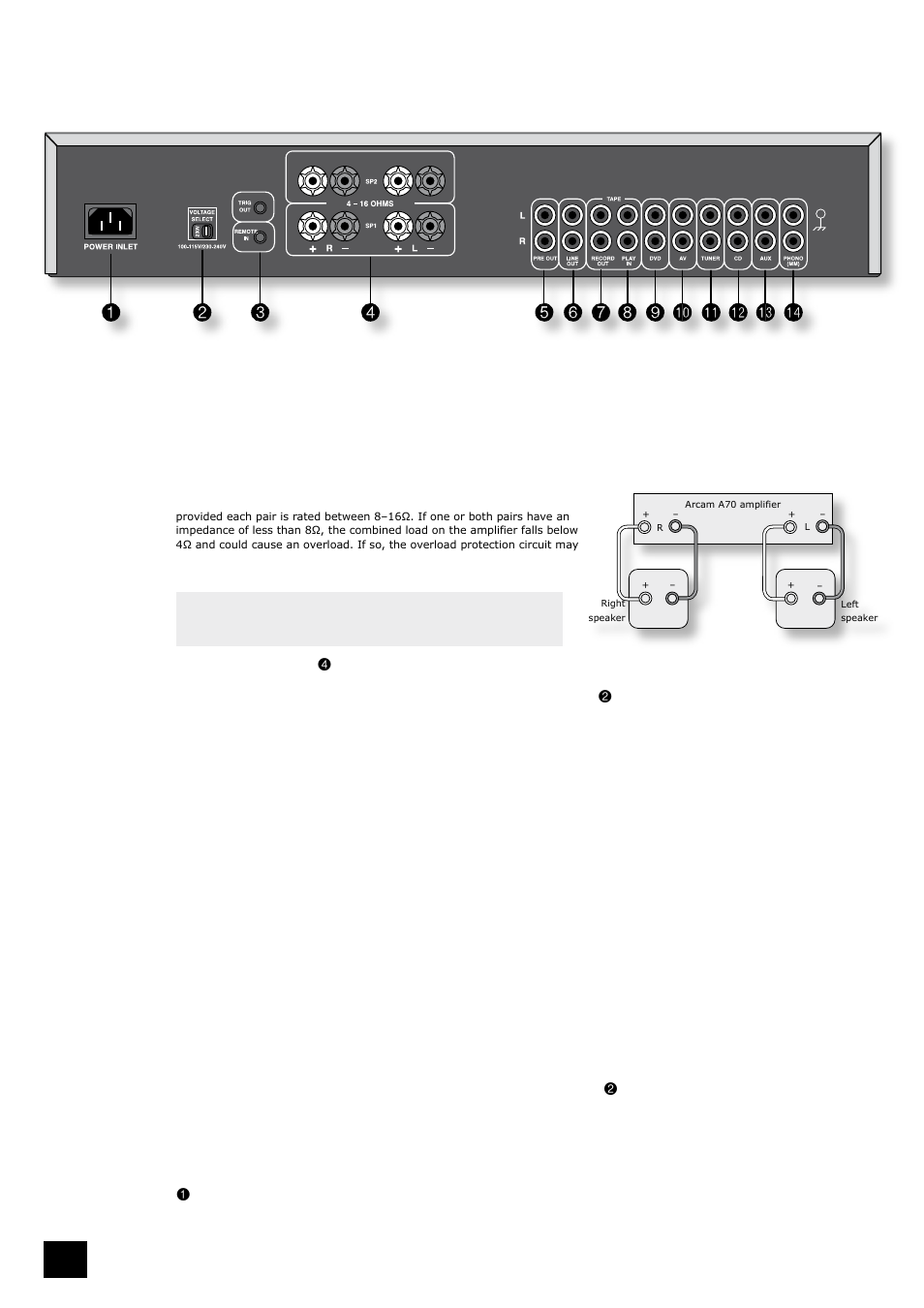 Installation, Positioning the unit, Connecting to loudspeakers | Connecting to a power supply | Arcam Amplifer A70 User Manual | Page 4 / 12