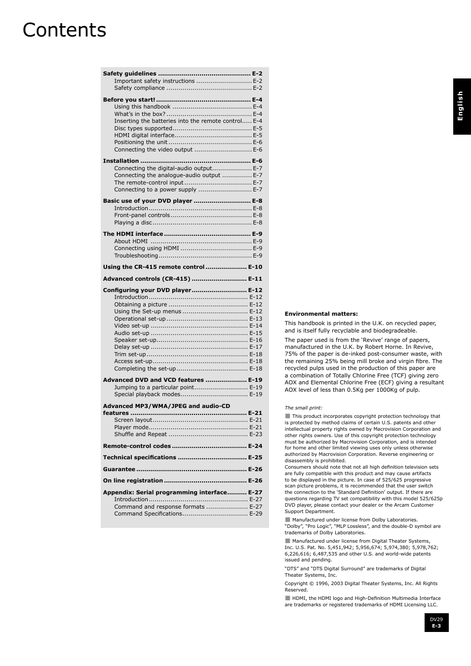Arcam DV29 User Manual | Page 3 / 42